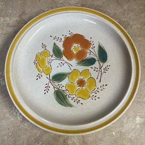 Vintage Floral Patterned Stoneware Plates